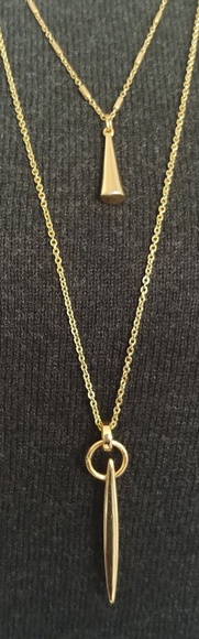 Express 2 Tier Goldtone Chain Necklace - Picture 2 of 7